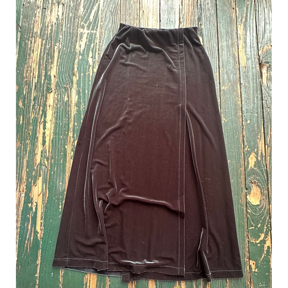 Jones New York Sport Velvet Maxi Skirt Green Wrap Slit Stretch Small A3662